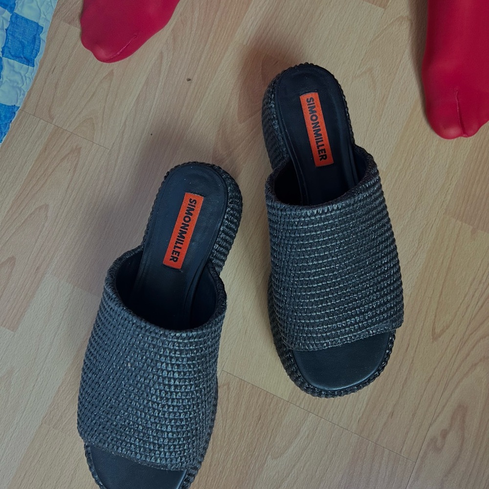 Simon Miller Black Woven Bubble Slides